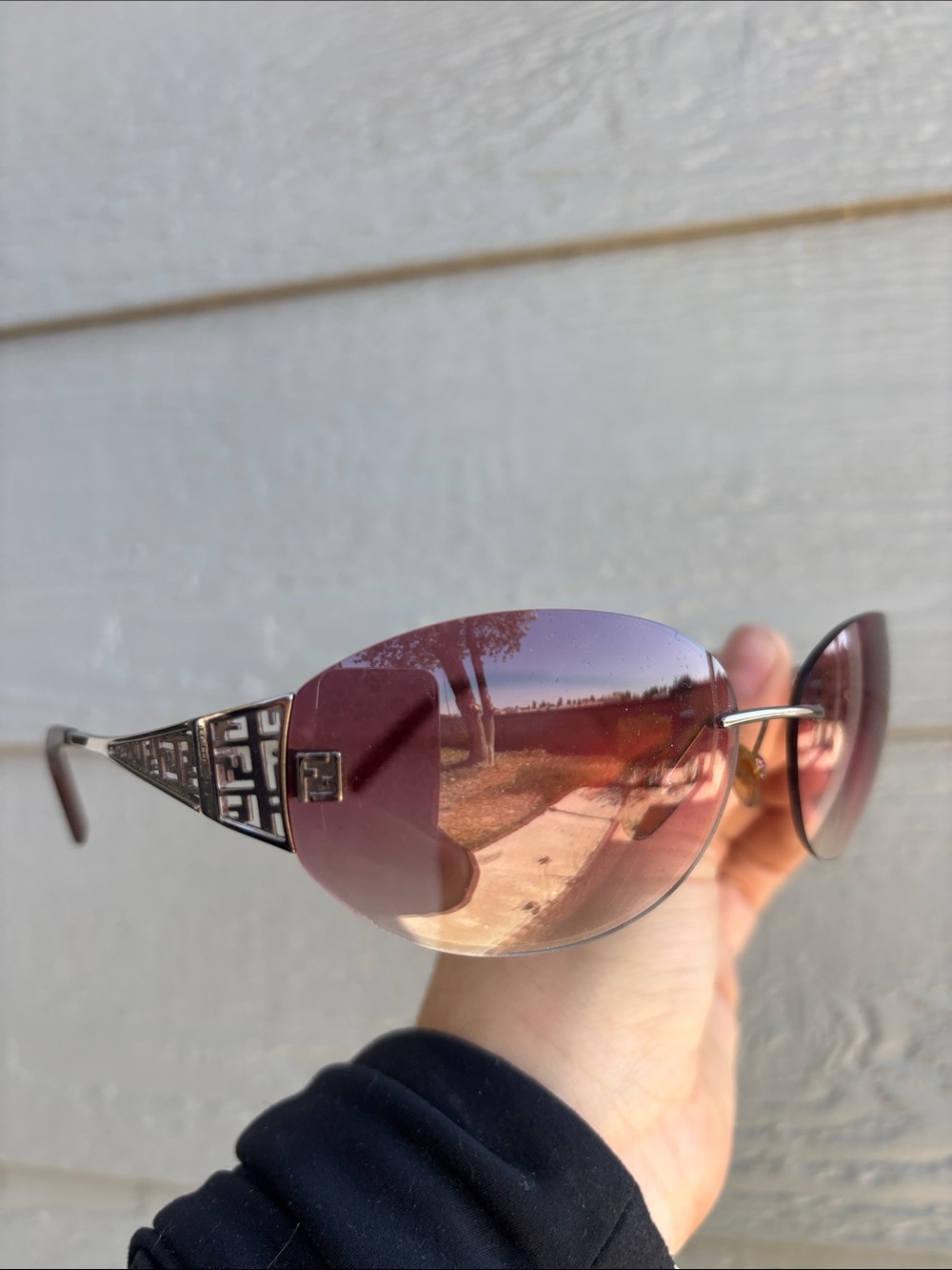 Fendi Women's Rimless Sunglasses with Pink Purple Gradient Lenses
